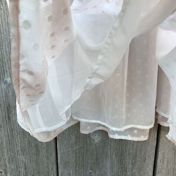 TORRID Top Womens 3XL Pale Pink Chiffon Polka Dot Button Front Blouse Crochet - Picture 13 of 14